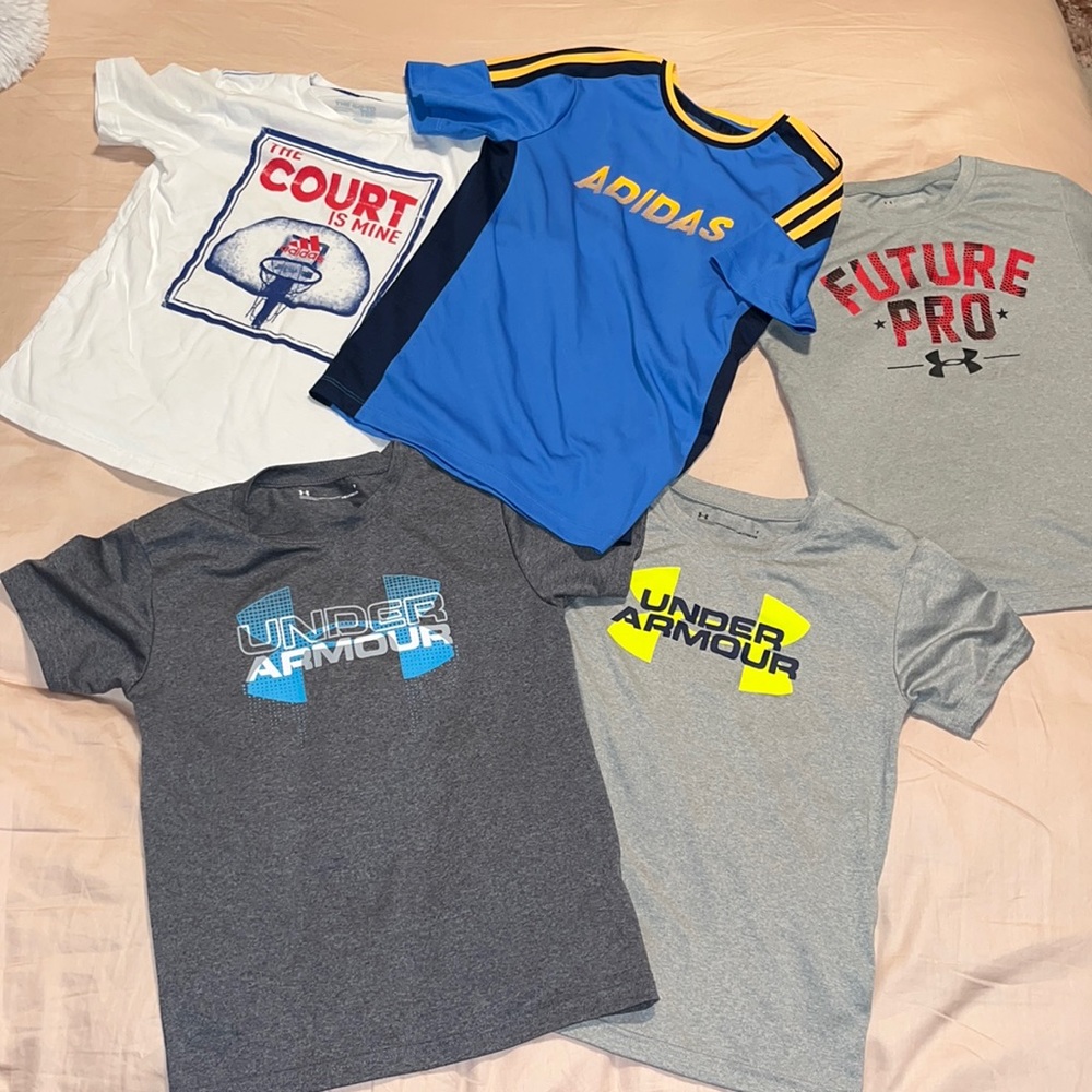 ADIDAS and UNDER ARMOUR BOYS athletic shirt BUNDLE